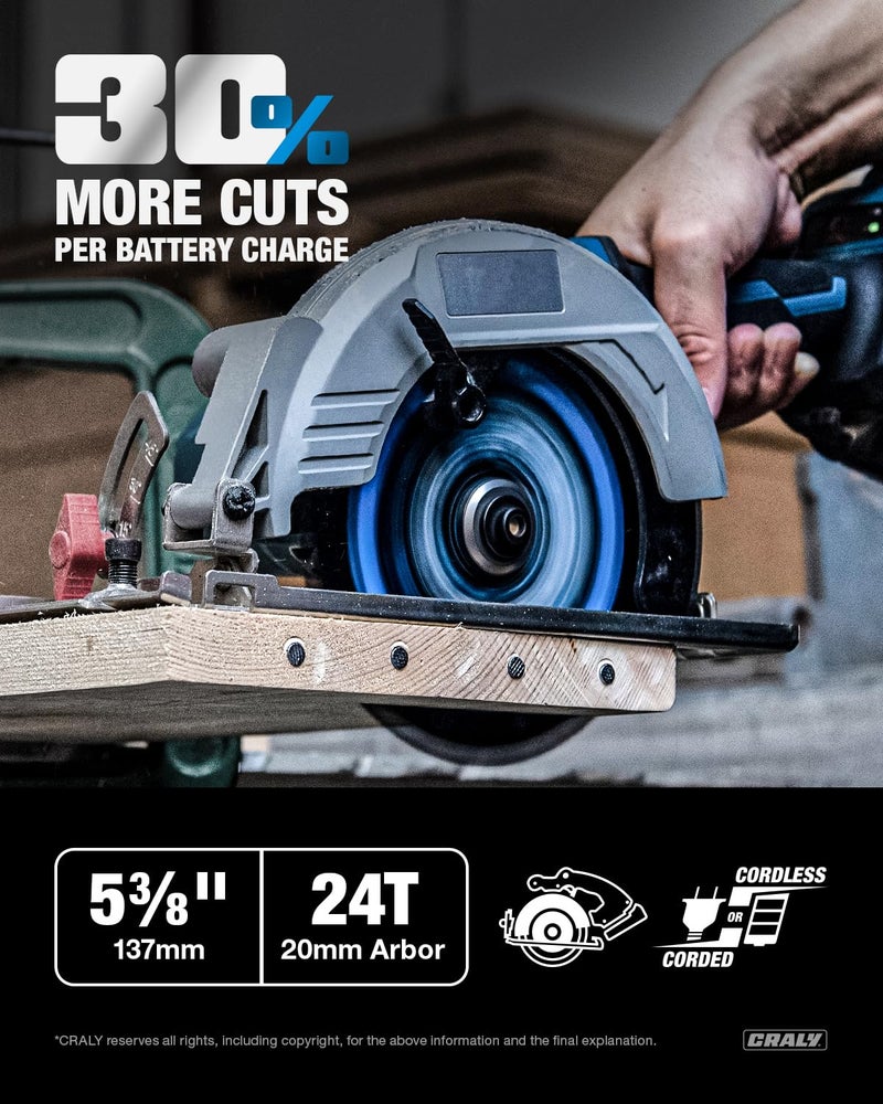 CRALY 5-3/8 Inch 24&36T Wood Framing/Finish & 50T Aluminum Cutting Circular Saw Blade, 20mm Arbor, Carbide Tipped, Thin Kerf, Black Ice™ Coating, for Wood, Aluminum, Plastic, 3-Pack(C054243650-3D) - Image 2